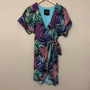 LE SUPERBE DESERT PALMS WRAP MINI DRESS Sz 4